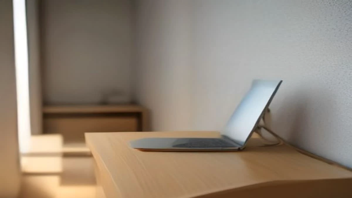slight low angle of a bright minimal desk with a laptop and a smartphone showing an abstract rising line chart (illustrative image)