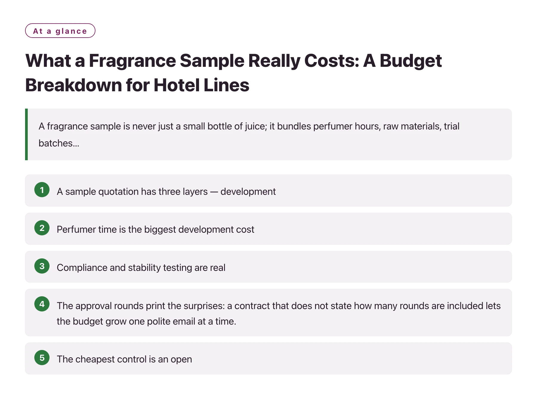 What a Fragrance Sample Really Costs: A Budget Breakdown for Hotel Lines——全文要点速览