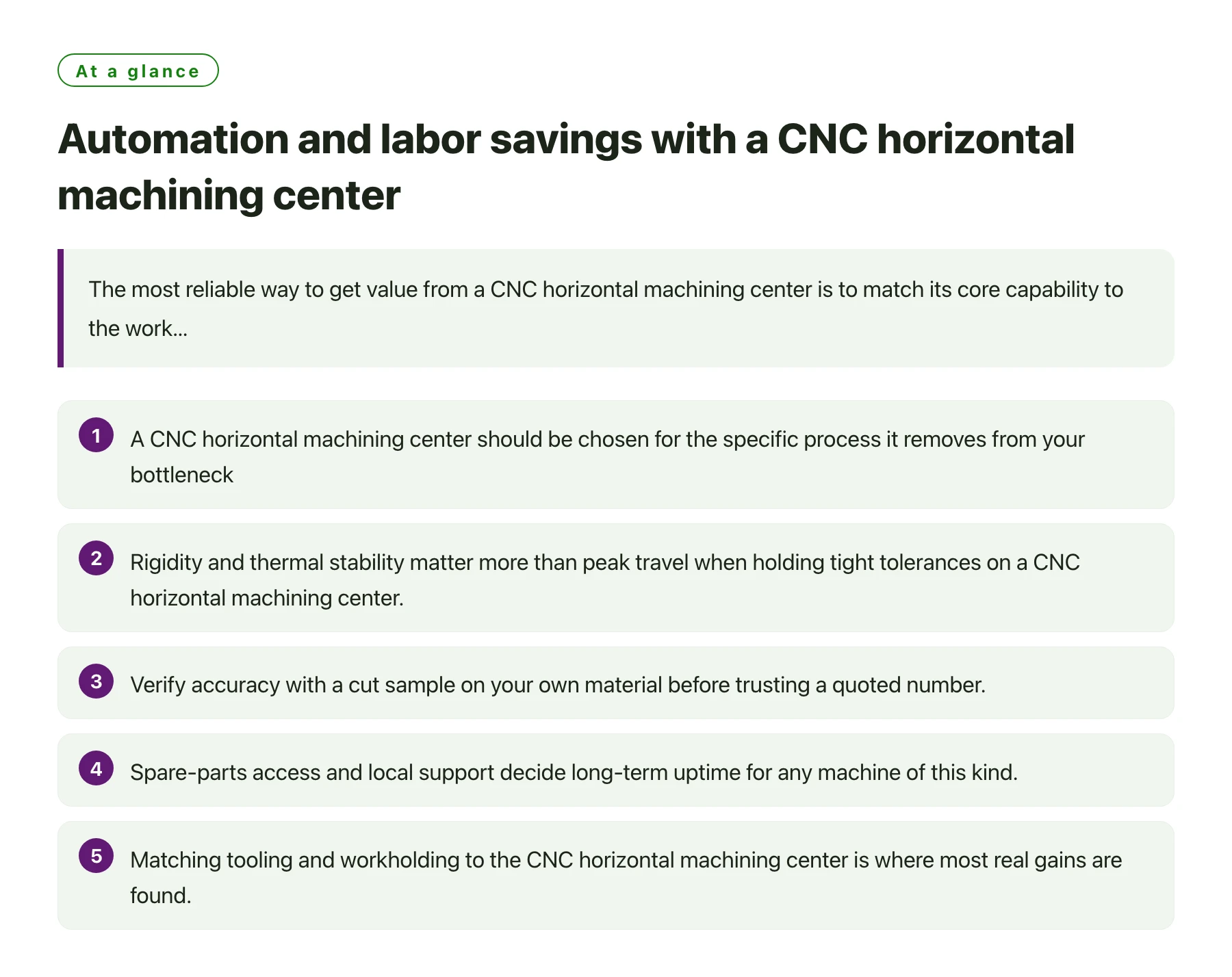 Automation and labor savings with a CNC horizontal machining center——全文要点速览